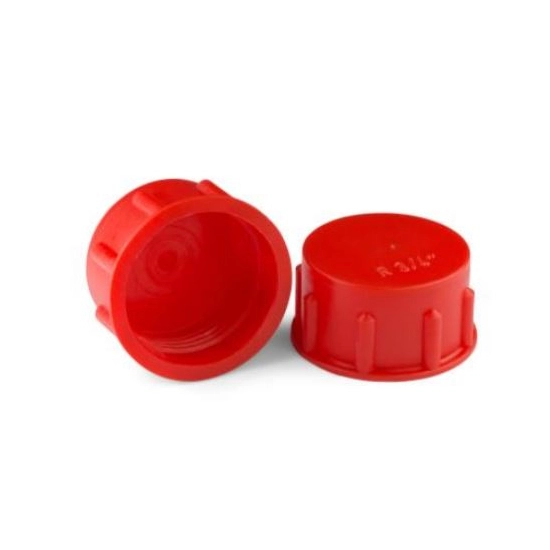 Threaded caps, LDPE, red